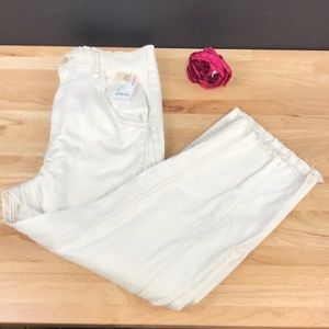 Free People High Waist Raw Hem Pants, Size 28 - Ivory
